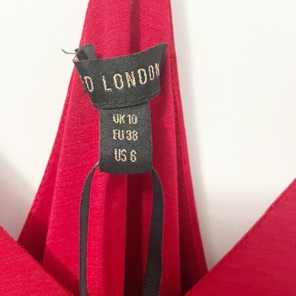QED London Red Razorback Spaghetti Strap Dress Size 6 - Picture 4 of 8